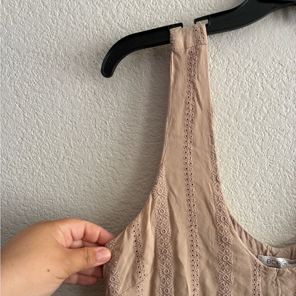 BCBGeneration Women's Drop Waist Eyelet Embroidered Tan Romper S - Picture 11 of 14